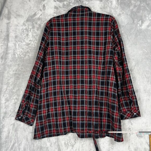 J Jill Women  Blouse Large Popover Tunic Tartan Plaid Button Belted Preppy - Picture 9 of 10